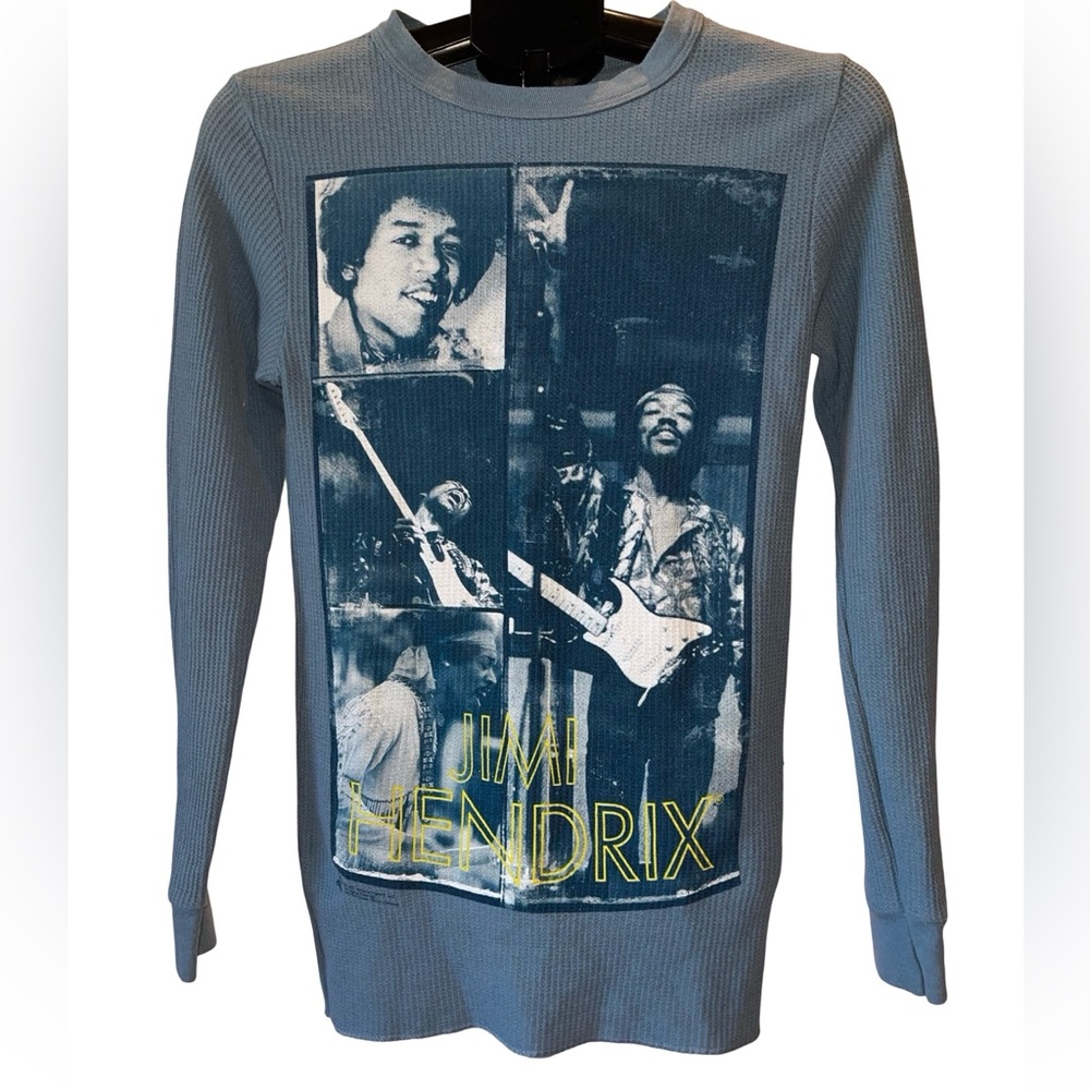 Jimi Hendrix Blue Long Sleeve Waffle Top Unisex Small